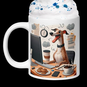 Greyhound Office Worker White Glossy Mug Dog HR Administration Marketing Assistant Gift