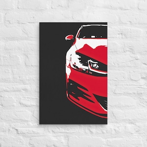 Red VW Mk7 GTI Canvas Print – Sleek & Bold Tornado Red Volkswagen Golf Automotive Wall Art on Canvas