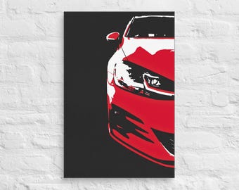 Rode canvasprint VW Golf GTI: automuurkunst