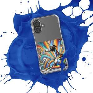 Surreal Greyhound iPhone Case • Man Ray-Style Painted Dog Photo • Clear iPhone Cover • Artistic Sighthound Aesthetic • Fits Multiple Models