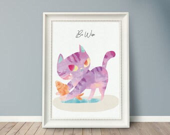 Digital Prints, Nursery prints, Nursery decor, Nursery wall art, Baby Animal prints for nursery, Baby Animal Prints, Cat art, Kids wall art