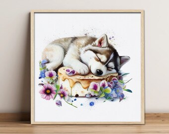 Husky Baby | Watercolor Wall Art | Downloadable Prints | Print Yourself | Digital Prints | Bestselling Digital Download | Animal Print