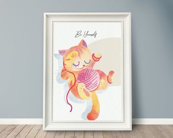 Digital Prints, Nursery prints, Nursery decor, Nursery wall art, Baby Animal prints for nursery, Baby Animal Prints, Cat art, Kids wall art