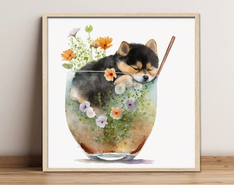Digital painting "Terrier""Coctails", Digital download, Print Art, Wall Art, Fine Art Print, Gift for Dog lovers, Drunker