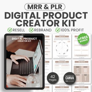 Digital Product Creator Kit, Digital Product Canva Templates, Digital Product Bundle, PLR MRR Master Resell Rights, Digital Product Planner