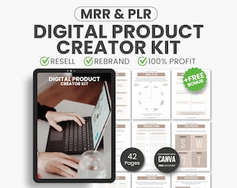 Digital Product Creator Kit, Digital Product Canva Templates, Digital Product Bundle, PLR MRR Master Resell Rights, Digital Product Planner