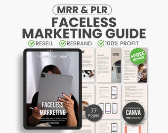Faceless Digital Marketing Bundle, PLR Faceless marketing, 77 Pages Canva Templates, Digital marketing guide, Digital Faceless Bundle