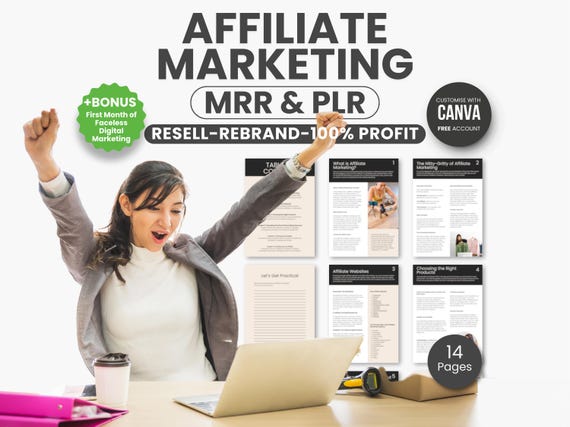 Affiliate Marketing Digital Products, Canva Template, Marketing Strategy, Affiliate Marketing Course, Mrr Plr Resell Rights, Business Guide