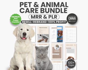 Pet Care Planner Printable Bundle, Animal Care Log, Pet Care Organizer Guide, Digital Pet Planner, Pet Care Guide, Pet Canva Templates