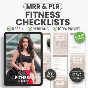 Ultimate Fitness Checklists Guide, Fitness Checklist Printable, Fitness Workout Checklist, Workout Routine List, MRR PLR Fitness Planner
