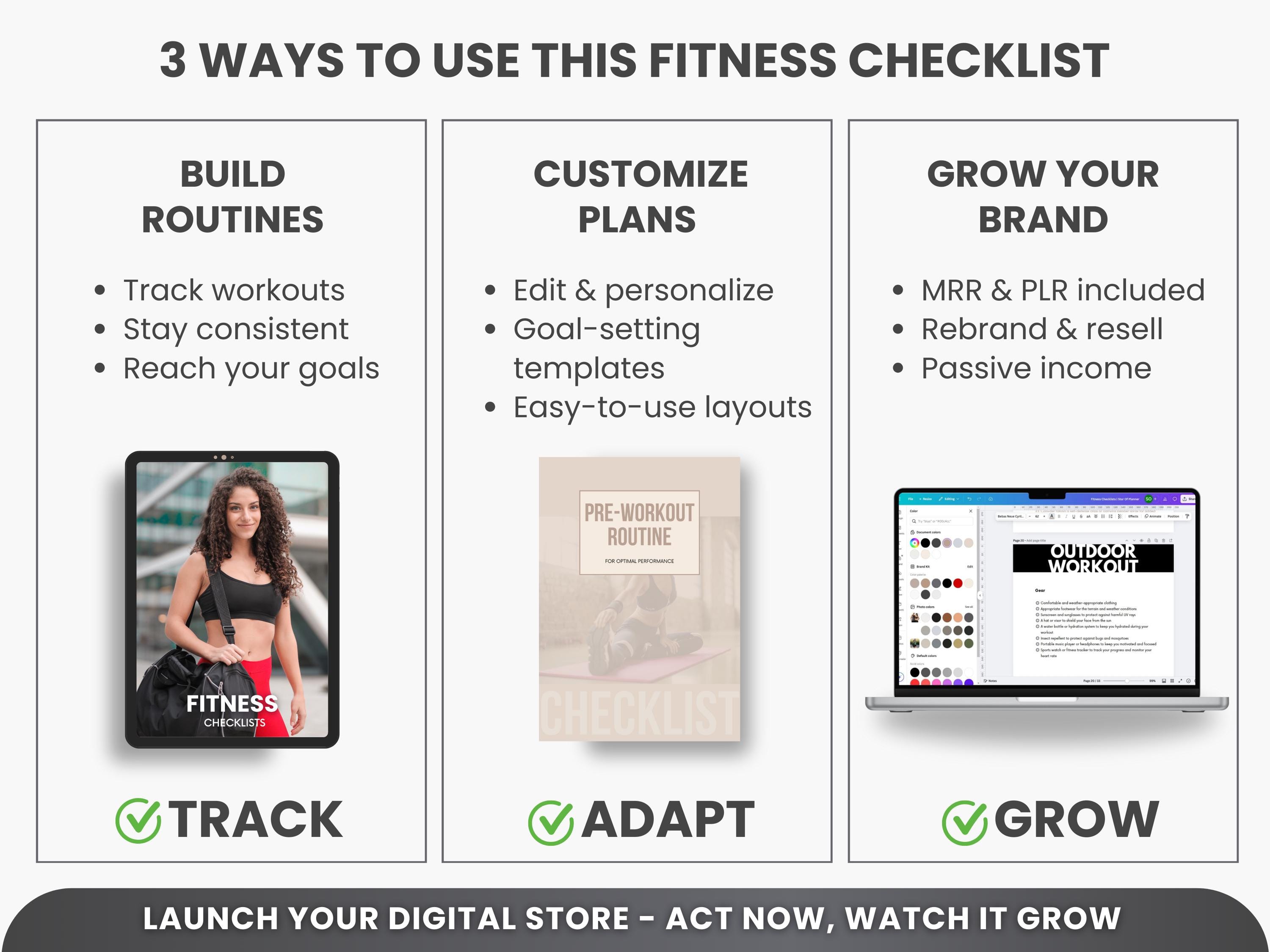 Ultimate Fitness Checklists Guide, Fitness Checklist Printable, Fitness Workout Checklist ...