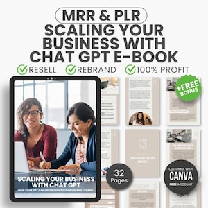 Mrr Ebook Scaling Your Business with Chatgpt,  Ai Ebook Ready-To-Resell, Digital Marketing Guide, Ai Marketing, Business Growth Strategy