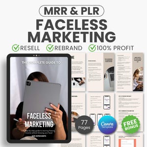 Faceless Digital Marketing Bundle, PLR Faceless marketing, 77 Pages Canva Templates, Digital marketing guide, Digital Faceless Bundle