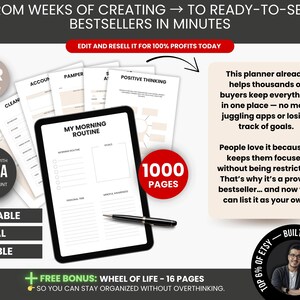 1000 Adhd Life Planner & Calendar Bundle Pdf, Adhd Planner Printable, Adult Adhd Digital Planner, Editable Canva Productivity Journal PLR image 2