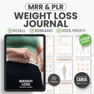 Weight Loss Tracker Journal, Weekly & Daily Meal Prep Journal, Canva Workout Planner Template, Fitness Planner, Printable Weightloss Tracker