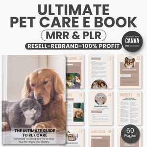 MRR PLR Ultimate Pet Care Ebook, Digital Pet Planner, Pet Care Strategies, Pet Routine and Training Log, Pets Digital Product Ebook image 1