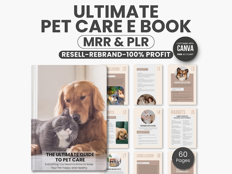 MRR PLR Ultimate Pet Care Ebook, Digital Pet Planner, Pet Care Strategies, Pet Routine and Training Log, Pets Digital Product Ebook image 1
