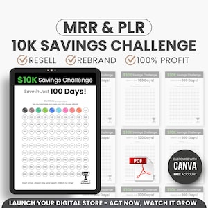 10K Budget Savings Challenges, Money Savings Challenge, 10k Saving Tracker, 100 days Saving Challenge, Financial Challenge, Instant Download