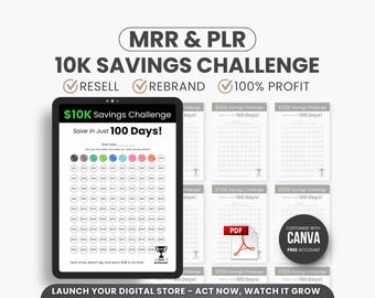 10K Budget Savings Challenges, Money Savings Challenge, 10k Saving Tracker, 100 days Saving Challenge, Financial Challenge, Instant Download