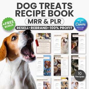 Dog Treat Recipe Book Template Printable, Dog Nutrition Book, Dog Food Recipes, DIY Pet Treat Organizer, 10 Recipes Canva Templates