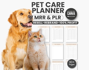 Pet Care Planner Printable Bundle, Animal Care Log, Pet Care Organizer Guide, Digital Pet Planner, Pet Care Guide, Pet Canva Templates