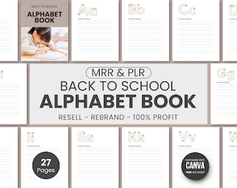Alphabet Book for Kids with Plr Resell Rights, School Activity Book, Free Coloring Pages, Baby's First Abc Book, Printable Coloring Book PDF