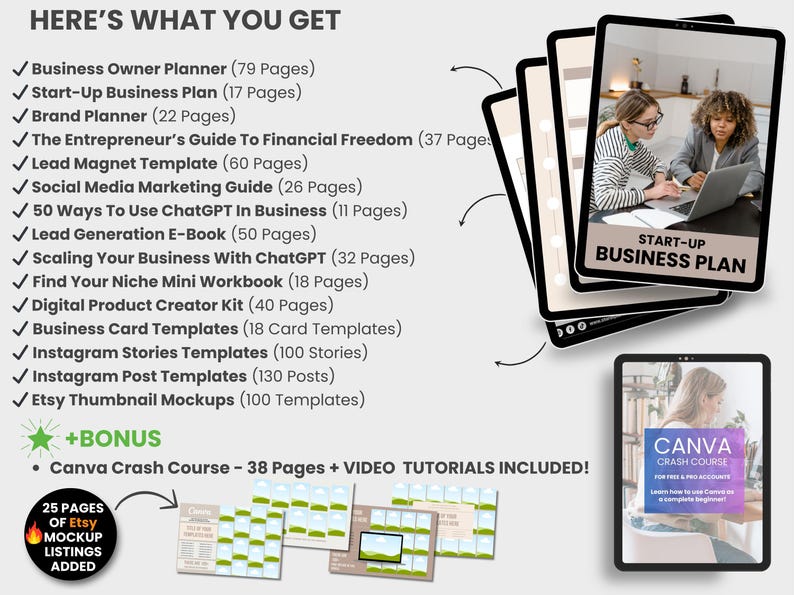 Small Business Plan Template, Brand Planner MRR Master Resell Rights, Editable PLR Canva Template, Canva Small Business Plan Template image 8