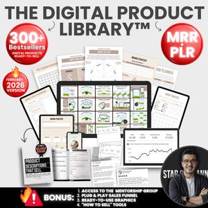 Bestsellers Canva Digital Products Library, PLR Canva Templates, MRR Digital Product with Master Resell Rights, Sell on Etsy, Passive Income