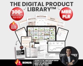 Bestsellers Canva Digital Products Library, PLR Canva Templates, MRR Digital Product with Master Resell Rights, Sell on Etsy, Passive Income