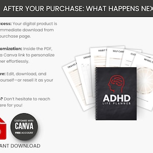 1000 Adhd Life Planner & Calendar Bundle Pdf, Adhd Planner Printable, Adult Adhd Digital Planner, Editable Canva Productivity Journal PLR image 16