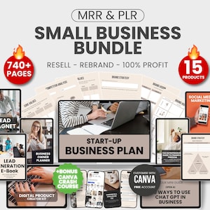 Small Business Plan Template, Brand Planner MRR Master Resell Rights, Editable PLR Canva Template, Canva Small Business Plan Template image 1