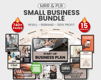 Small Business Plan Template, Brand Planner MRR Master Resell Rights, Editable PLR Canva Template, Canva Small Business Plan Template