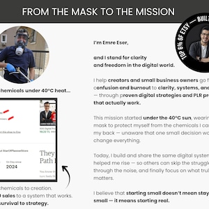 May include: An image with text that reads "FROM THE MASK TO THE MISSION." It includes a photo of a person wearing a mask and spraying chemicals. The text also mentions "clarity and freedom in the digital world."