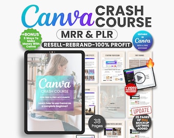Curso intensivo de Canva con derechos de reventa maestra y derechos de marca privada, curso de Canva listo para usar para revender con un 100 % de ganancia, guía de MRR y PLR