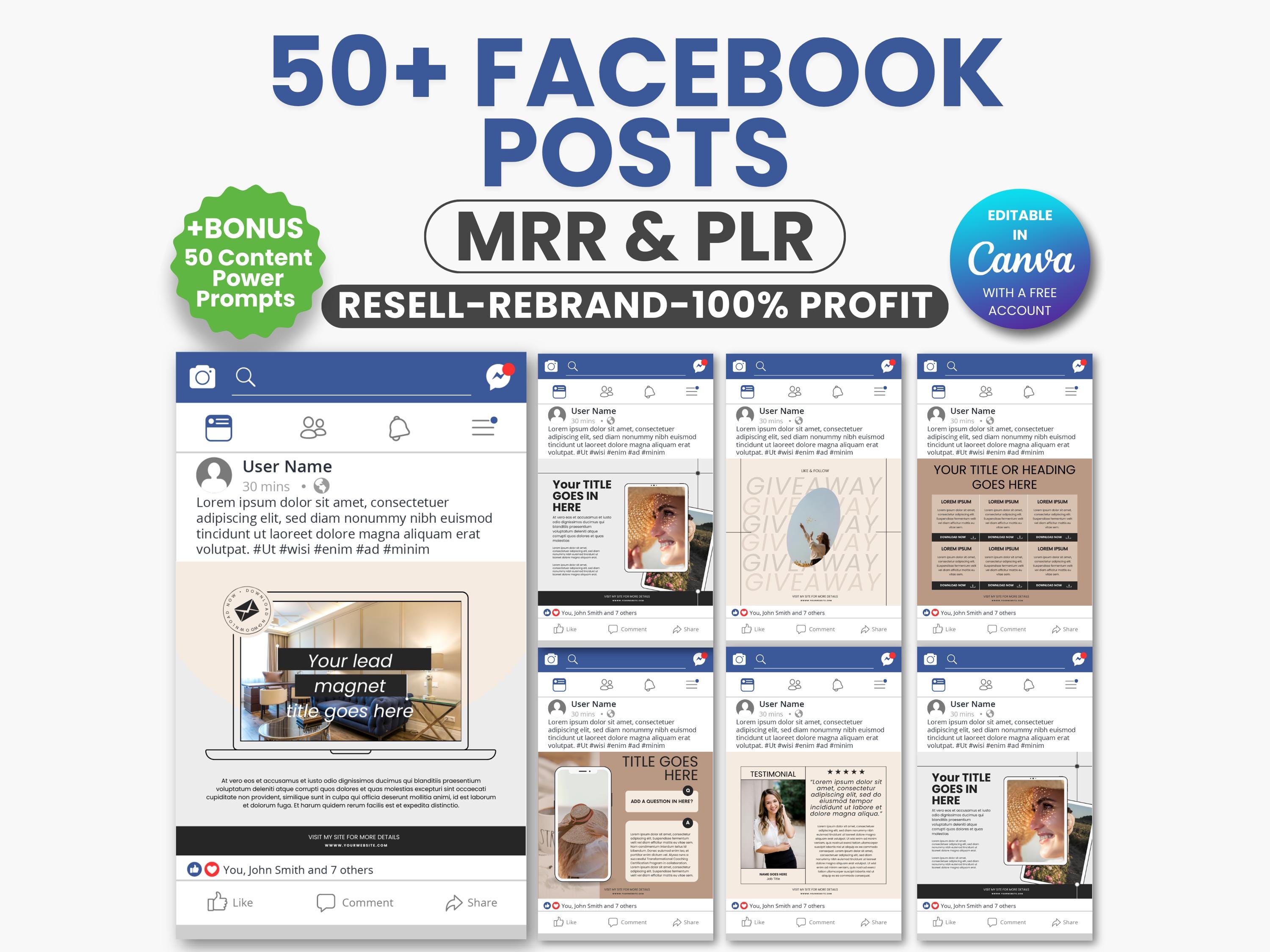 Facebook Post Templates, Facebook Design Template, Social Media Post, Facebook Templates Kit, Canva Facebook Post, Marketing Templates