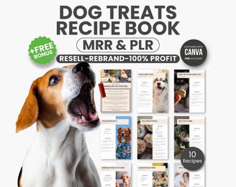 Dog Treat Recipe Book Template Printable, Dog Nutrition Book, Dog Food Recipes, DIY Pet Treat Organizer, 10 Recipes Canva Templates
