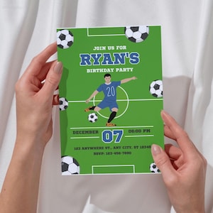 Football Party Invitation | Blue Team Theme | Editable Soccer Invite | Manchester City | Everton | Chelsea | Instant Download