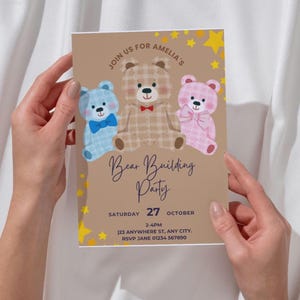 Editable Bear Building Party Invitation | DIY Teddy Bear Making Party Invite | Build a Bear Party | Party Template | Instant Download |