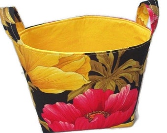 Large Fabric Storage Bin-Tote-Organizer in Wild Poppy Print