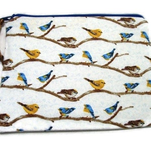 Padded Zipper Pouch in Hydrangea Birdsong Print image 3