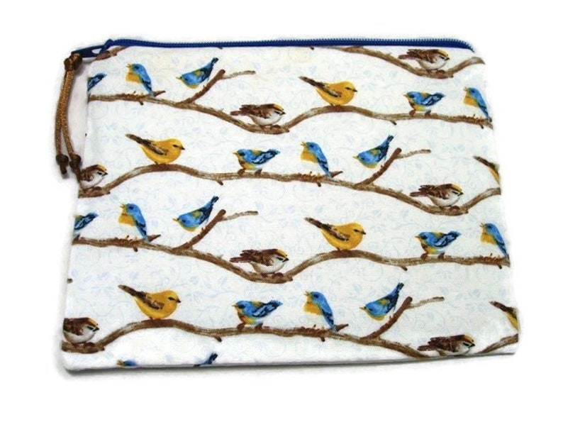 Padded Zipper Pouch in Hydrangea Birdsong Print image 3