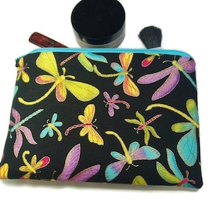 Large Padded Zipper Pouch in Magic Wings Dragonfly Print