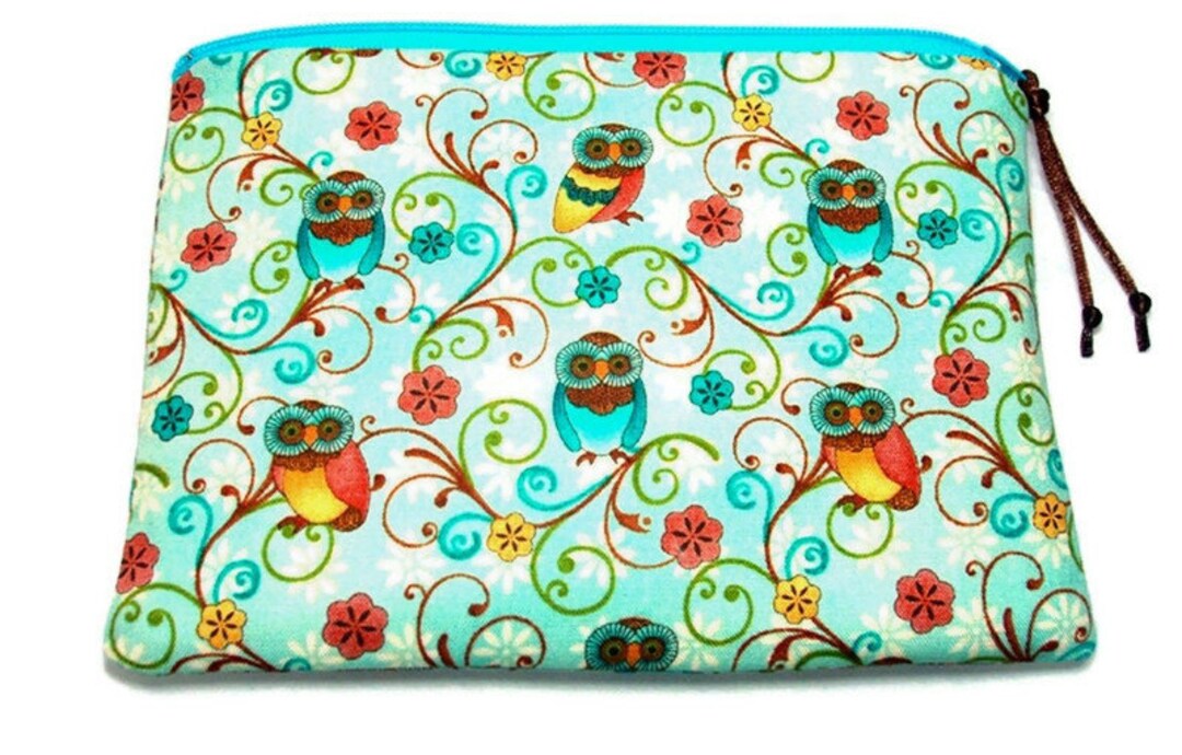 Large Padded Zipper Pouch in Who's Who Owl Print - Etsy