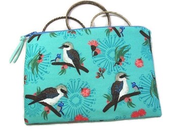 Padded Zipper Cosmetic Pouch in Australian Kookaburra Print