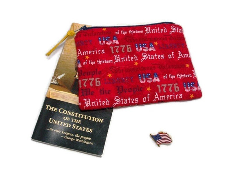 Padded Cell Phone Zipper Pouch in Patriotic We the People Print image 1