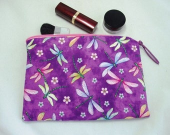 Padded Zipper Cosmetic Pouch in Gossamer Dragonfly Print