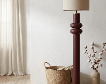Japandi Walnut Sculptural Floor Lamp, Mid Century Standing Light, Wabi Sabi Home Decor, Wood Floor Lamp, Modern Floor Light,