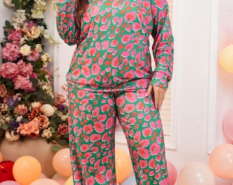 Plus Size Long Sleeve and Pants Lounge Set