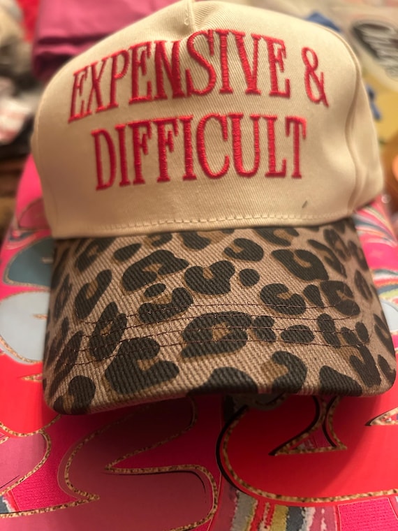 Red EXPENSIVE & DIFFICULT Leopard Brim Hat Funny  main image 2