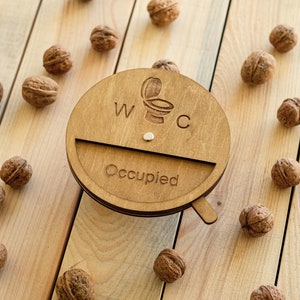 Occupied Vacant Toilet Sign, Housewarming Gift, Bathroom Sign, Toilet Door Plate, Water Closet Vacant Sign, WC Door Icons, Home Decor